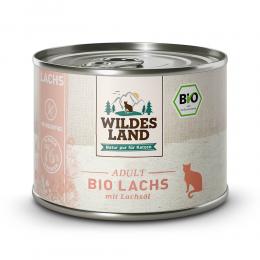 12 x 200 g | Wildes Land | Lachs mit Lachsöl BIO Adult | Nassfutter | Katze