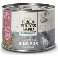 12 x 200 g | Wildes Land | Rind mit Distelöl PUR Adult | Nassfutter | Katze