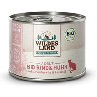 12 x 200 g | Wildes Land | Rind und Huhn mit Cranberries und Lachsöl BIO Adult | Nassfutter | Katze