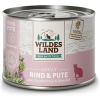 12 x 200 g | Wildes Land | Rind und Pute mit Distelöl Classic Adult | Nassfutter | Katze