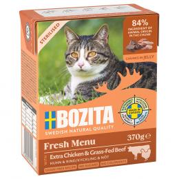 12 x 370 g Bozita Tetra Häppchen in Soße oder Gelee zum Sonderpreis! - Sterilised mit Huhn & Rind in Gelee