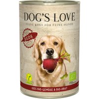 12 x 400 g | Dog’s Love | Reds Vegan mit Gemüse & Obst Bio | Ergänzung,Nassfutter | Hund