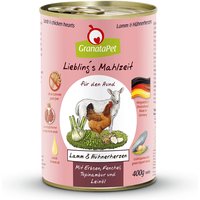 12 x 400 g | GranataPet | Lamm & Hühnerherzen Liebling's Mahlzeit | Nassfutter | Hund