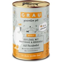 12 x 400 g | grau | Geflügel mit Pastinake & Brokkoli  Menü | Nassfutter | Hund