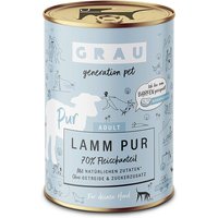 12 x 400 g | grau | Lamm Pur mit Leinöl Pur | Nassfutter | Hund