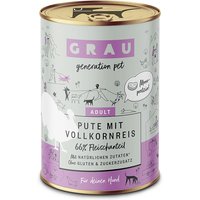 12 x 400 g | grau | Pute mit Vollkornreis Menü | Nassfutter | Hund