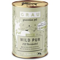 12 x 400 g | grau | Wild Pur mit Leinöl Pur | Nassfutter | Hund