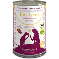 12 x 400 g | Herrmanns | Bio-Gans mit Buchweizen Classic | Nassfutter | Hund