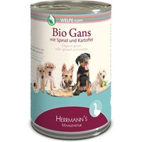 12 x 400 g | Herrmanns | Welpe Bio-Gans mit Spinat und Kartoffeln Selection | Nassfutter | Hund
