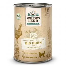 12 x 400 g | Wildes Land | Huhn mit Kürbis & Zucchini BIO Adult | Nassfutter | Hund