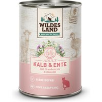 12 x 400 g | Wildes Land | Kalb und Ente Classic Adult | Nassfutter | Katze