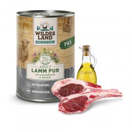 12 x 400 g | Wildes Land | Lamm mit Distelöl PUR Adult | Nassfutter | Hund