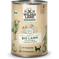 12 x 400 g | Wildes Land | Lamm mit Kartoffeln, Karotten, Äpfeln BIO Adult | Nassfutter | Hund