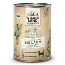 12 x 400 g | Wildes Land | Lamm mit Kartoffeln, Karotten, Äpfeln BIO Adult | Nassfutter | Hund