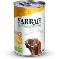 12 x 400 g | Yarrah | Bio-Bröckchen mit Huhn, Brennnessel & Tomate | Nassfutter | Hund