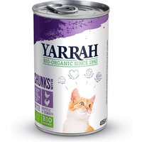 12 x 405 g | Yarrah | Bio-Bröckchen mit Huhn, Truthahn, Brennessel & Tomate | Nassfutter | Katze