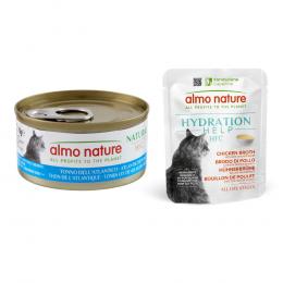 12 x 70 g Almo Nature HFC Natural + 6 x 50 g Hydration Help gratis! - Atlantikthunfisch + Hühnerbrühe mit Hühnerfilet