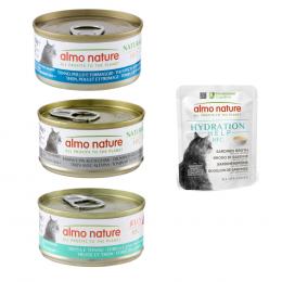 12 x 70 g Almo Nature HFC Natural + 6 x 50 g Hydration Help gratis! -Mixpaket Thunfisch (3 Sorten) + Sardinenbrühe mit Sardinen
