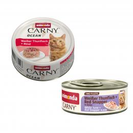12 x 80 g animonda Carny Ocean + 60 g Adult Fine Fillets in Gelee gratis! - Weißer Thunfisch + Rind
