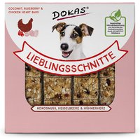12 x 80 g | DOKAS | Lieblingsschnitte Kokosnuss, Heidelbeere, Hühnerherz | Snack | Hund