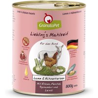 12 x 800 g | GranataPet | Lamm & Hühnerherzen Liebling's Mahlzeit | Nassfutter | Hund