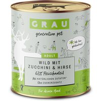 12 x 800 g | grau | Wild mit Zucchini & Hirse Menü | Nassfutter | Hund