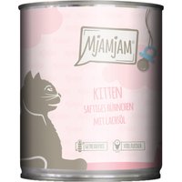 12 x 800 g | Mjamjam | Kitten saftiges Hühnchen mit Lachsöl Mahlzeit | Nassfutter | Katze