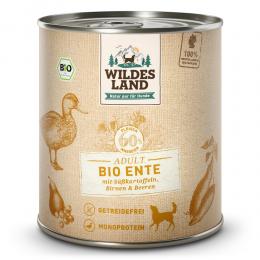 12 x 800 g | Wildes Land | Ente mit Süßkartoffeln, Birnen & Beeren BIO Adult | Nassfutter | Hund