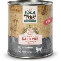 12 x 800 g | Wildes Land | Kalb mit Distelöl PUR Adult | Nassfutter | Hund