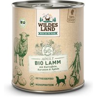 12 x 800 g | Wildes Land | Lamm mit Kartoffeln, Karotten, Äpfeln BIO Adult | Nassfutter | Hund