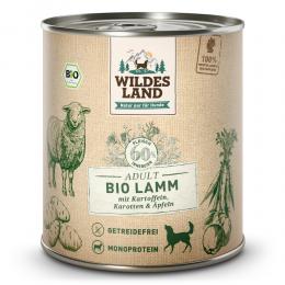 12 x 800 g | Wildes Land | Lamm mit Kartoffeln, Karotten, Äpfeln BIO Adult | Nassfutter | Hund