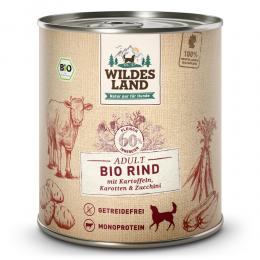 12 x 800 g | Wildes Land | Rind mit Kartoffeln, Karotten & Zucchini BIO Adult | Nassfutter | Hund