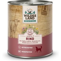 12 x 800 g | Wildes Land | Rind mit Süßkartoffeln, Heidelbeeren, Wildkräutern und Distelöl Classic Adult | Nassfutter | Hund