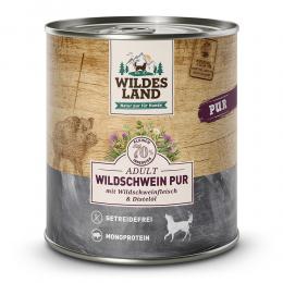12 x 800 g | Wildes Land | Wildschwein mit Distelöl PUR Adult | Nassfutter | Hund