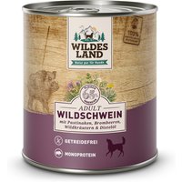 12 x 800 g | Wildes Land | Wildschwein mit Pastinake, Brombeeren, Wildkräutern und Distelöl Classic Adult | Nassfutter | Hund