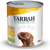 12 x 820 g | Yarrah | Bio-Bröckchen mit Huhn, Brennnessel & Tomate | Nassfutter | Hund