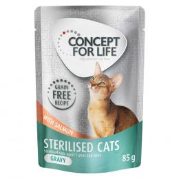 12 x 85 g Concept for Life getreidefrei zum Sonderpreis! - Sterilised Cats Lachs - in Soße