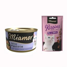 12 x 85 g Miamor Pastete + 50 g Kissies mit Ente gratis! - Geflügelherzen