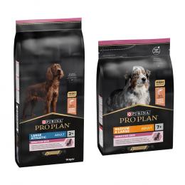 14 kg PURINA PRO PLAN Adult + 3 kg Extra-Packung gratis! - 14 kg Large Athletic Sensitive Skin Lachs + 3 kg Medium & Large 7+ Sensitive Skin