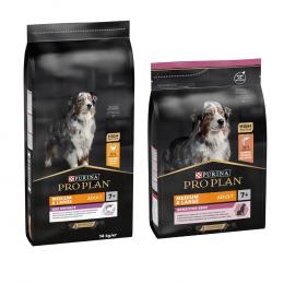 14 kg PURINA PRO PLAN Adult + 3 kg Extra-Packung gratis! - 14 kg Medium & Large 7+ Age Defence + 3 kg Medium & Large 7+ Sensitive Skin