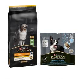14 kg PURINA PRO PLAN Adult + Dental Care passender Snack gratis! - All sizes Light Sterilised Lamm + Medium Dog 345 g