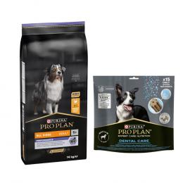 14 kg PURINA PRO PLAN Adult + passender Snack gratis! - All Size Performance + Dental Care Medium Dog 345 g