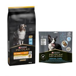 14 kg PURINA PRO PLAN Adult + passender Snack gratis! - All sizes Light Sterilised Fisch + Dental Care Medium Dog 345 g