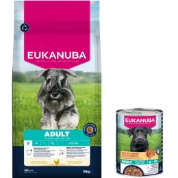 15 kg Eukanuba Premium Nutrition + 3 x 400 g passendes Nassfutter gratis! - 15 kg Adult Small Breed Huhn + 3 x 400 g Adult Pute mit Karotten