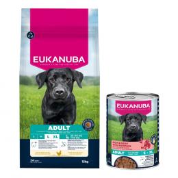 15 kg Eukanuba Premium Nutrition + 3 x 400 g passendes Nassfutter gratis! - Adult Large & Giant Breed Huhn + Adult Reich an Rind mit Kürbis