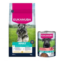 15 kg Eukanuba Premium Nutrition Huhn + 3 x 400 g passendes Nassfutter gratis! - Adult Small + Adult Reich an Rind mit Kürbis