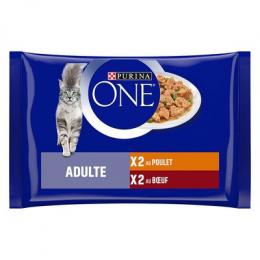 16 + 4 gratis! 20 x 85 g PURINA ONE - Adult Huhn und Rind