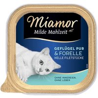 16 x 100 g | Miamor | Geflügel Pur und Forelle Milde Mahlzeit | Nassfutter | Katze
