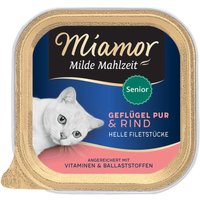 16 x 100 g | Miamor | Senior Geflügel Pur und Rind Milde Mahlzeit | Nassfutter | Katze
