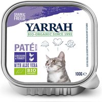 16 x 100 g | Yarrah | Bio-Patè mit Huhn, Truthahn & Aloe Vera | Nassfutter | Katze